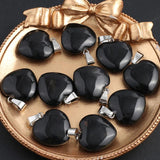 Agates Pendant Charm Heart Shape Stone Pendant for DIY Jewelry
