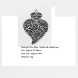 3pcs Ethnic Carved Flowers Heart Lock Pendant Set DIY Jewelry Making