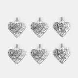 3pcs Ethnic Carved Flowers Heart Lock Pendant Set DIY Jewelry Making