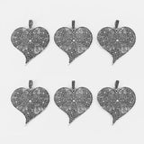 3pcs Ethnic Carved Flowers Heart Lock Pendant Set DIY Jewelry Making