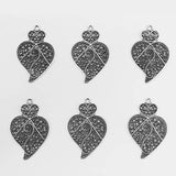 3pcs Ethnic Carved Flowers Heart Lock Pendant Set DIY Jewelry Making