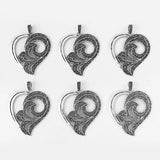 3pcs Ethnic Carved Flowers Heart Lock Pendant Set DIY Jewelry Making