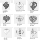 3pcs Ethnic Carved Flowers Heart Lock Pendant Set DIY Jewelry Making
