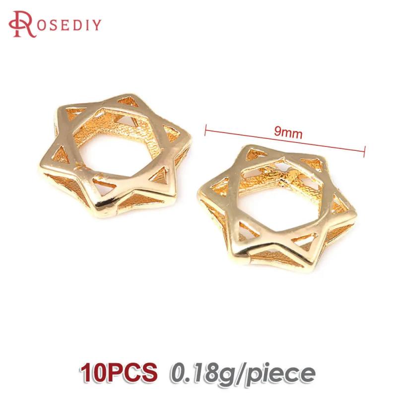 10PCS 18K Brass Hollow Star Charms for DIY Jewelry Making