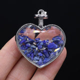 Mini Stone Heart Shaped Wishing Bottles Amethyst Pendant Necklace