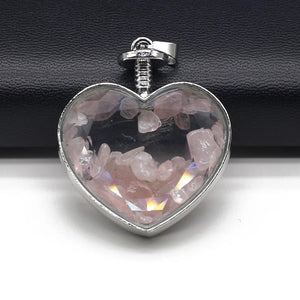 Mini Stone Heart Shaped Wishing Bottles Amethyst Pendant Necklace