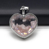Mini Stone Heart Shaped Wishing Bottles Amethyst Pendant Necklace