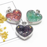 Mini Stone Heart Shaped Wishing Bottles Amethyst Pendant Necklace