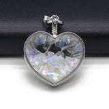 Mini Stone Heart Shaped Wishing Bottles Amethyst Pendant Necklace