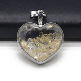 Mini Stone Heart Shaped Wishing Bottles Amethyst Pendant Necklace