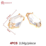 4PCS 18K Brass Glass Charms Pendants Diy Jewelry Making Supplies
