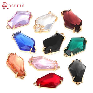 4PCS 18K Brass Glass Charms Pendants Diy Jewelry Making Supplies