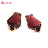 4PCS 18K Brass Glass Charms Pendants Diy Jewelry Making Supplies