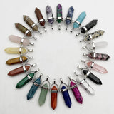 Mixed Gem Stone Pendulum Reiki Charm Necklace Pendant Jewelry Making