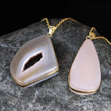 Natural Agate Geode Pendant Necklace for Women Reiki Druzy Crystal