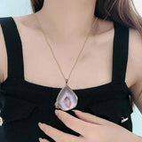 Natural Agate Geode Pendant Necklace for Women Reiki Druzy Crystal