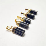 Green Tourmaline Pendant, Golden Plated Raw Stone Jewelry PD410