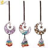 CSJA 7 Chakra Crescent Moon Pendant Car Hanging Healing Charm Jewelry H058