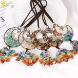 CSJA 7 Chakra Crescent Moon Pendant Car Hanging Healing Charm Jewelry H058