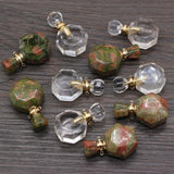 Natural Stone Perfume Bottle Pendant Semi-Precious Charm DIY Necklace Accessory