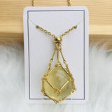 Crystal Stone Holder Necklace - Silver Chain