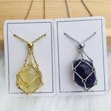 Crystal Stone Holder Necklace - Silver Chain