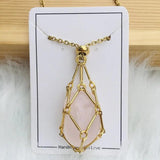 Crystal Stone Holder Necklace - Silver Chain