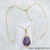 Crystal Stone Holder Necklace - Silver Chain