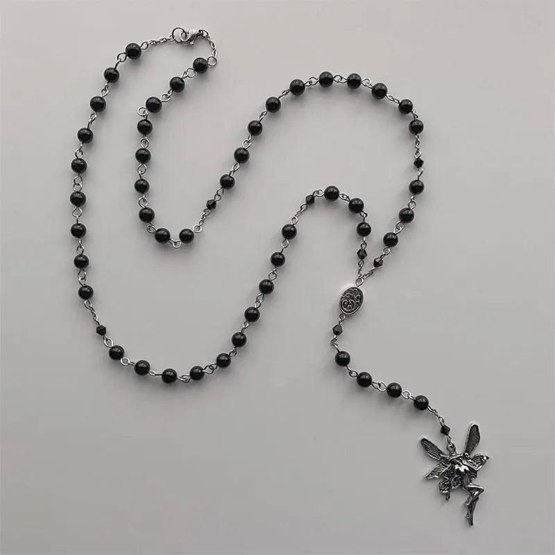 Fairy Charm Gemstone Rosary Necklace