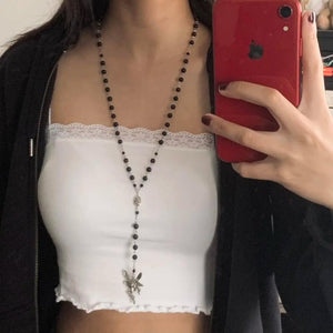 Fairy Charm Gemstone Rosary Necklace