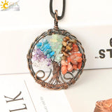CSJA 7 Chakra Tree of Life Necklace Pendant