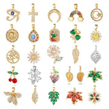 3pcs Cross Sunflower CZ Pendant Maple Leaf Grape Cherry Charms DIY Jewelry