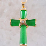 Animal Crab Turtle Green Jades Cross Pendant Necklace
