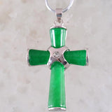 Animal Crab Turtle Green Jades Cross Pendant Necklace