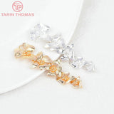 4PCS 24K Champagne Plated Brass 5 Connect Flower Charms Pendants