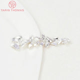 4PCS 24K Champagne Plated Brass 5 Connect Flower Charms Pendants