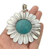 2 x Sunflower & Faux Stone Charms Pendants for Necklace Making