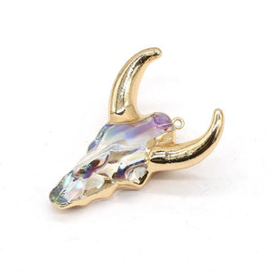Colorful Bull Head Pendant for DIY Necklace, 40x45mm