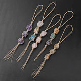Raw Quartz Car Rearview Mirror Pendant Dream Catcher Home Ornament
