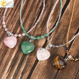 CSJA Mushroom Pendant Choker Pink Quartz Crystal Necklace