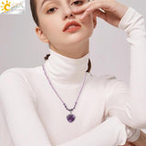 CSJA Mushroom Pendant Choker Pink Quartz Crystal Necklace