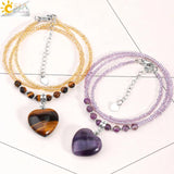 CSJA Mushroom Pendant Choker Pink Quartz Crystal Necklace