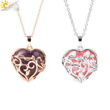 CSJA Natural Stone Heart Necklace Amethysts Charms Jewelry H117