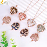 CSJA Natural Stone Heart Necklace Amethysts Charms Jewelry H117
