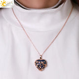 CSJA Natural Stone Heart Necklace Amethysts Charms Jewelry H117