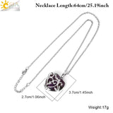 CSJA Natural Stone Heart Necklace Amethysts Charms Jewelry H117