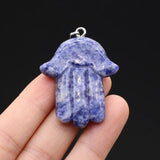 Stone Crystal Opal Pendant Hamsa Hand Agate Charms for Jewelry Making