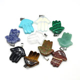 Stone Crystal Opal Pendant Hamsa Hand Agate Charms for Jewelry Making