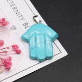 Stone Crystal Opal Pendant Hamsa Hand Agate Charms for Jewelry Making