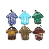 Stone Crystal Opal Pendant Hamsa Hand Agate Charms for Jewelry Making